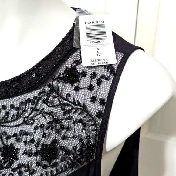 NWT Torrid Mock Neck Beaded Front Women's Tunic Tank - Picture 3 of 16